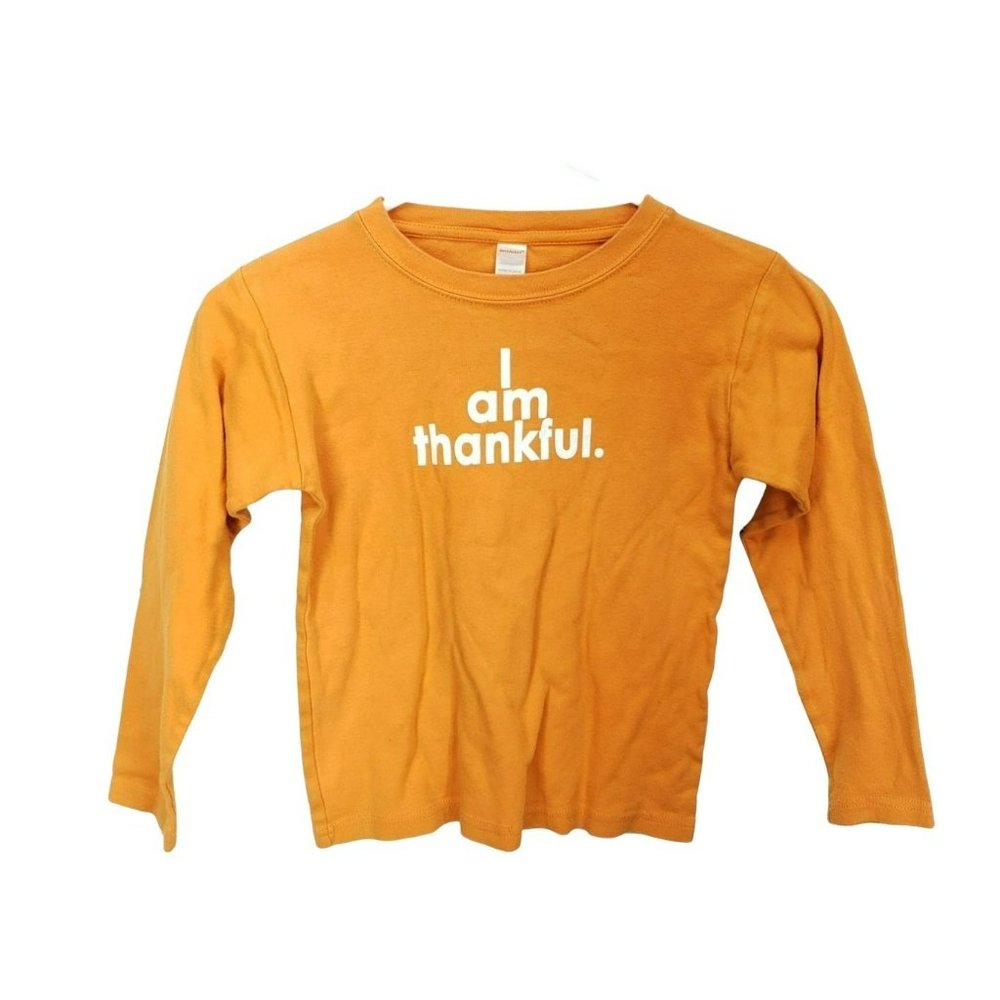 Monag Orange long sleeve I AM THANKFUL size 6‎ t shirt thanksgiving fall